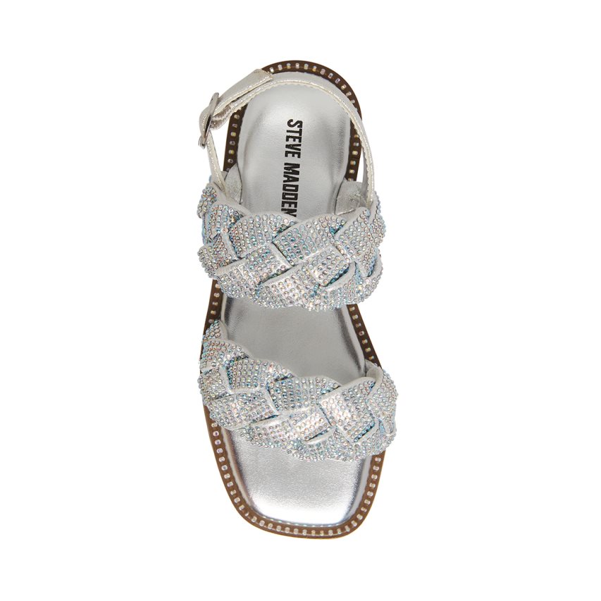 Silver Steve Madden Jnewbie Kids' Flat Sandals | PH 9584TQY